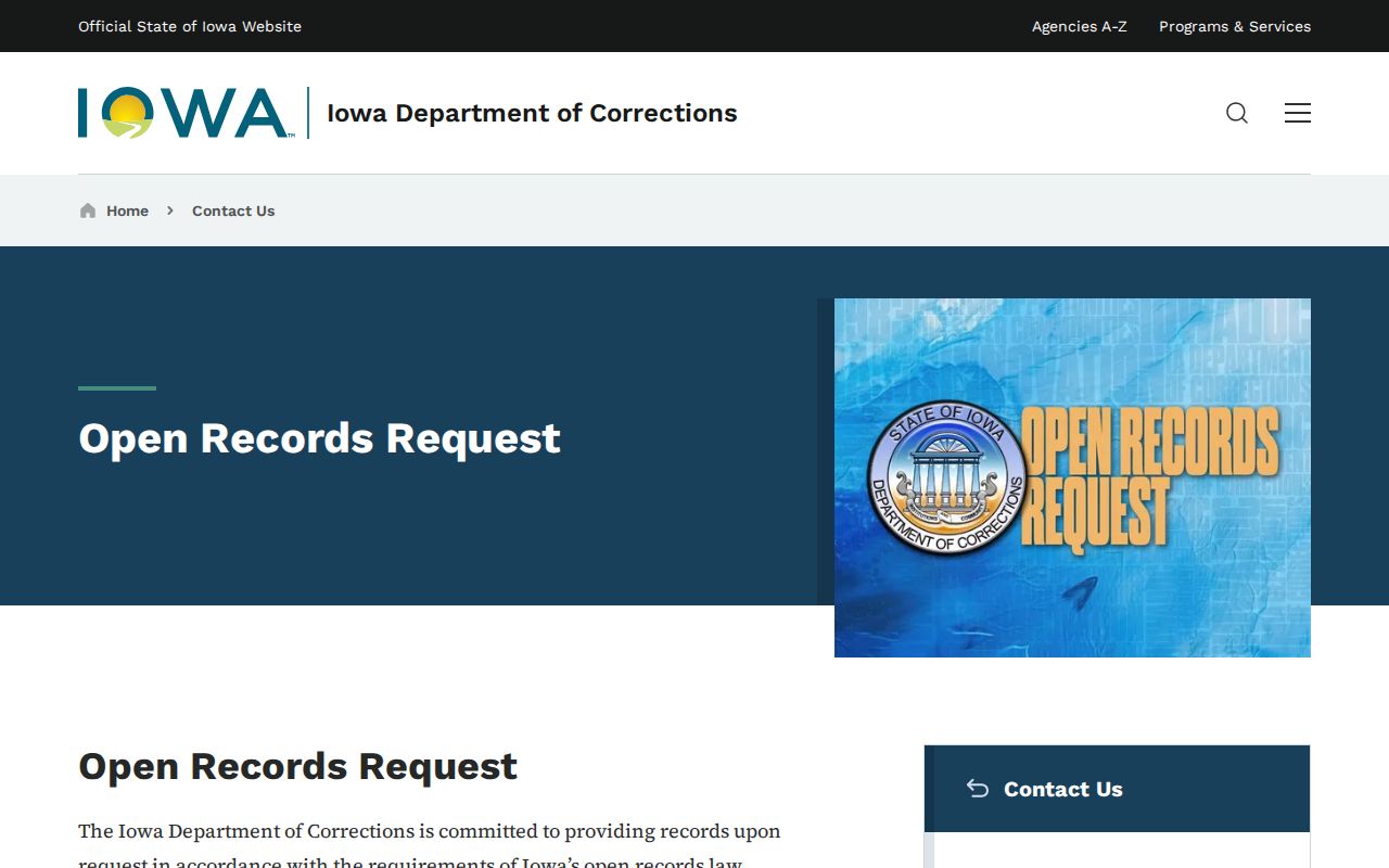 Iowa Department of Corrections open-records request information